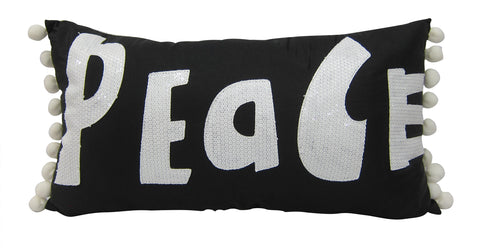 17 X 5 X 9"H Fabric With White "Peace" Pillow