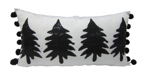 17 X 5 X 9"H Fabric With Black Tree Pillow