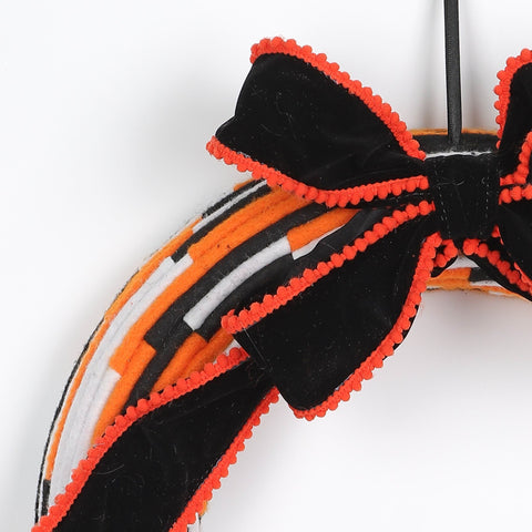 ?14‘’ Black Flocking Bow Wreath Decor