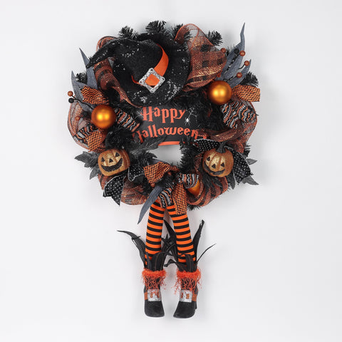 Halloween 21 Inch Happy Halloween Polymesh Wreath | Festive Door Decor