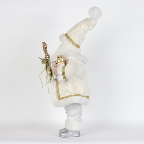 Winter'S 18'' Gold Fabric Santa With Gift Tabletop Decor