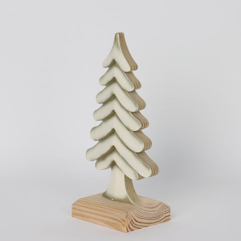 Christmas 4.875*3*9.5'' White Resin Tree W/Mdf Base Décor | Christmas Decor | Festive Holiday Decoration