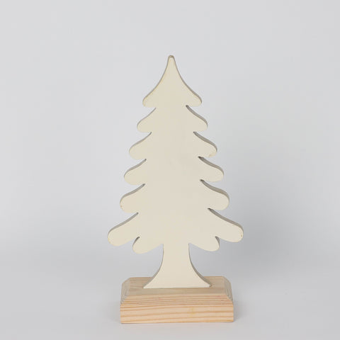 Christmas 4.875*3*9.5'' White Resin Tree W/Mdf Base Décor | Christmas Decor | Festive Holiday Decoration