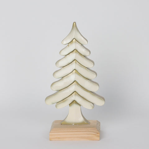 Christmas 4.875*3*9.5'' White Resin Tree W/Mdf Base Décor | Christmas Decor | Festive Holiday Decoration