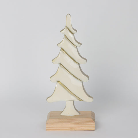 Christmas 4.0*3.0*9.5'' White Resin Tree W/Mdf Base Décor | Christmas Decor | Festive Holiday Decoration