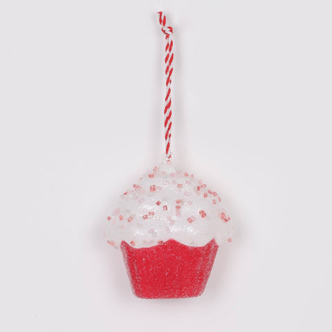Red Cupcake Christmas Ornament with Sprinkles