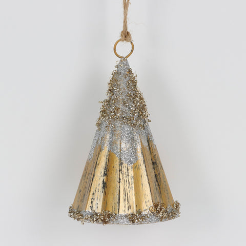 Christmas Gold Sparkle Metal Tree Ornament