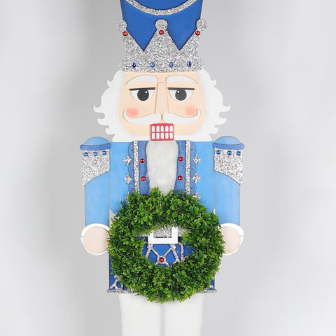 Christmas 21.0*1.0*73.0'' Mdf Blue Nutcracker Décor W/Wreath | Christmas Decor | Festive Holiday Decoration