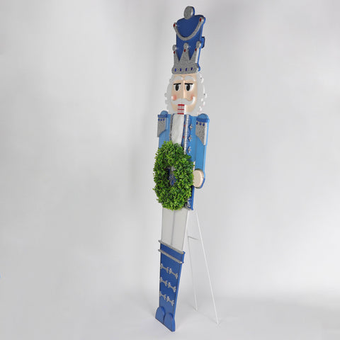 Christmas 21.0*1.0*73.0'' Mdf Blue Nutcracker Décor W/Wreath | Christmas Decor | Festive Holiday Decoration