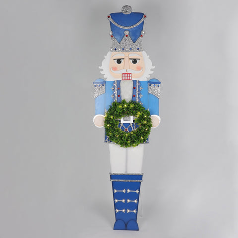 Christmas 21.0*1.0*73.0'' Mdf Blue Nutcracker Décor W/Wreath | Christmas Decor | Festive Holiday Decoration