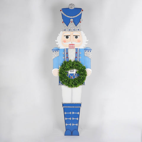 Christmas 21.0*1.0*73.0'' Mdf Blue Nutcracker Décor W/Wreath | Christmas Decor | Festive Holiday Decoration