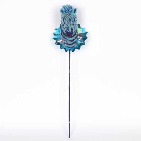 Christmas Blue Fluffy Zebra Pick for Tree or Wreath Décor - Candyland Theme