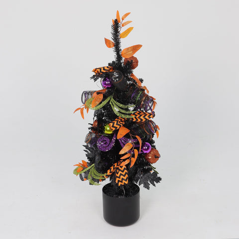 Halloween Tree Décor with Glitter – Mini Pumpkins, Halloween Leaves, Spooky Decor