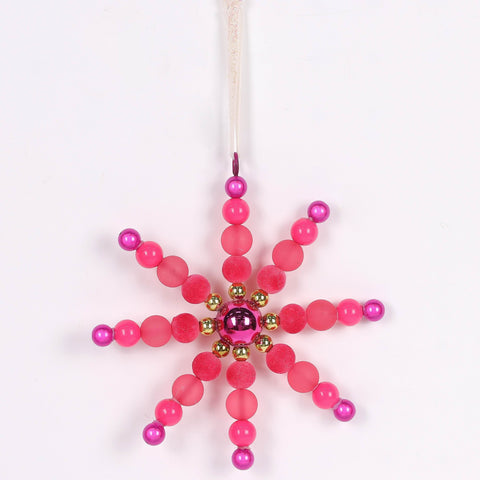 Christmas Pink Beaded Ornament Décor - Chic Holiday Tree Decoration