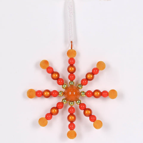 Christmas Orange Beaded Ornament Décor - Vibrant Holiday Tree Decoration