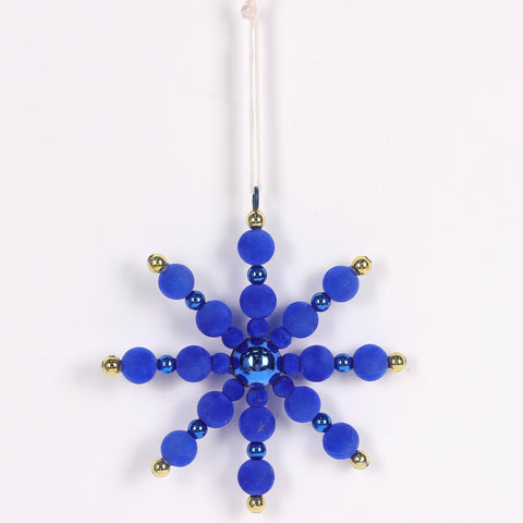 Christmas Blue Beaded Ornament Décor - Stylish Holiday Tree Decoration