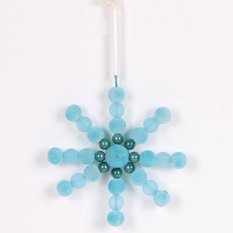 Christmas Pale Blue Beaded Ornament Décor - Sophisticated Holiday Tree Accent