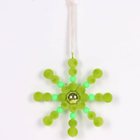 Christmas Green Beaded Ornament Décor - Elegant Holiday Tree Decoration