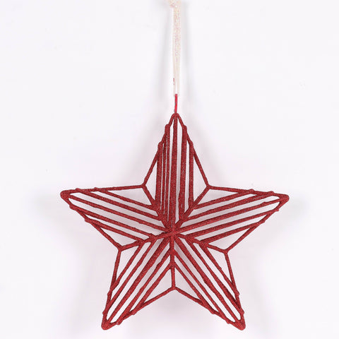 Christmas Red Star Ornament Décor - Festive Holiday Tree Accent
