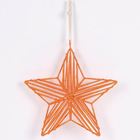 Christmas Orange Star Ornament Décor - Vibrant Holiday Tree Accent