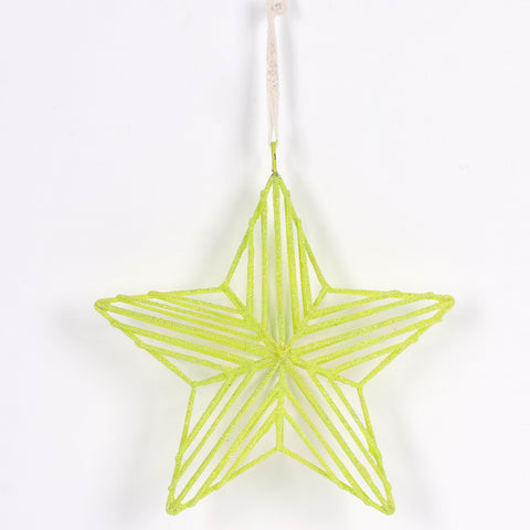 Christmas Yellow Star Ornament Décor - Bright Holiday Tree Accent