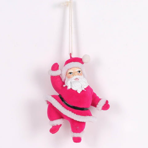 Christmas Pink Dancing Santa Ornament Décor - Playful Holiday Tree Decoration