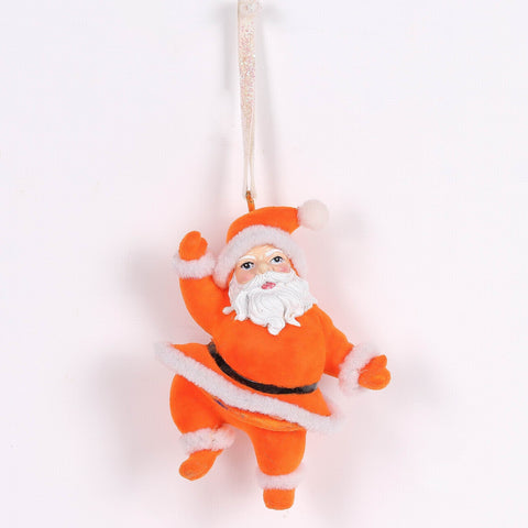 Christmas Orange Dancing Santa Ornament Décor - Festive Holiday Tree Accent