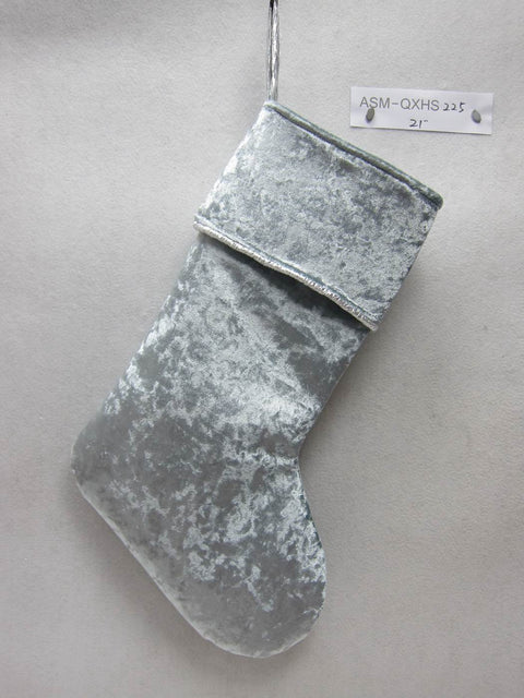 BLUE CRUSHED VELVET STOCKING