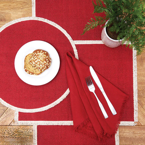 SET OF 2 Frayed Cherry Napkin 22in. x 22in.