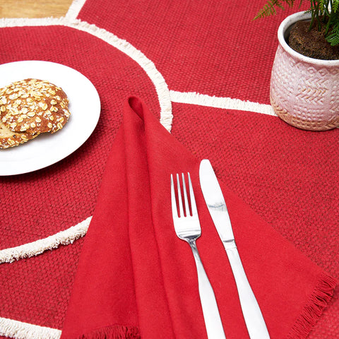 SET OF 2 Frayed Cherry Napkin 22in. x 22in.