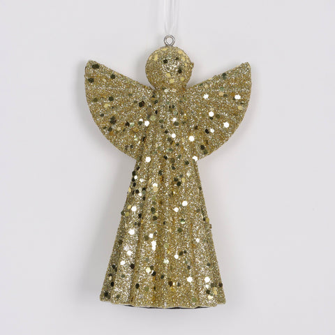 Gold Glitter Angel Christmas Ornament