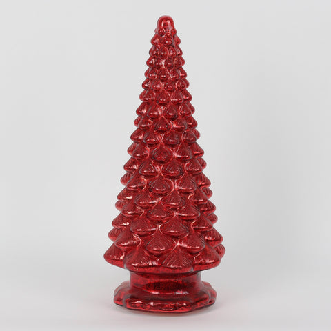 Christmas 8.0*20.0''Red Glass Tree Décor W/Lite