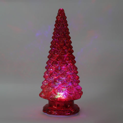 Christmas 8.0*20.0''Red Glass Tree Décor W/Lite