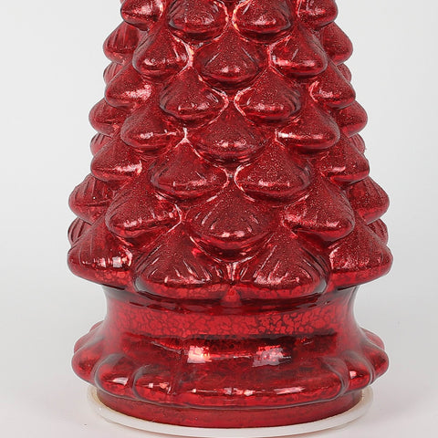 Christmas 7.5*16.0*0.0''Red Glass Tree Décor W/Lite