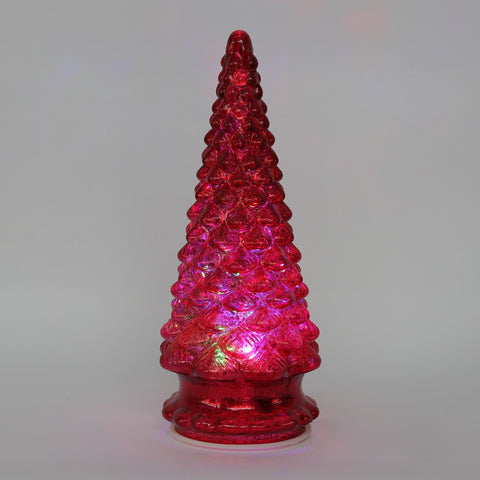 Christmas 7.5*16.0*0.0''Red Glass Tree Décor W/Lite