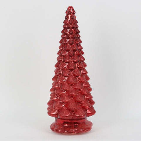 Christmas 5.0*13.0*0.0''Red Glass Tree Décor W/Lite