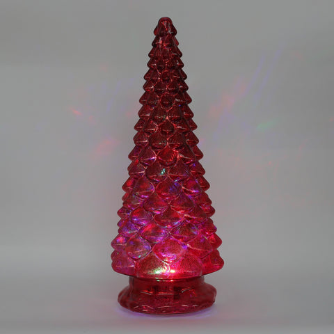 Christmas 5.0*13.0*0.0''Red Glass Tree Décor W/Lite