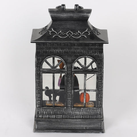 6.5*3.625*11.375'' Black Water Lantern W/Witch Décor