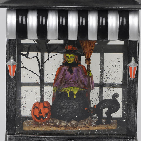 6.5*3.625*11.375'' Black Water Lantern W/Witch Décor