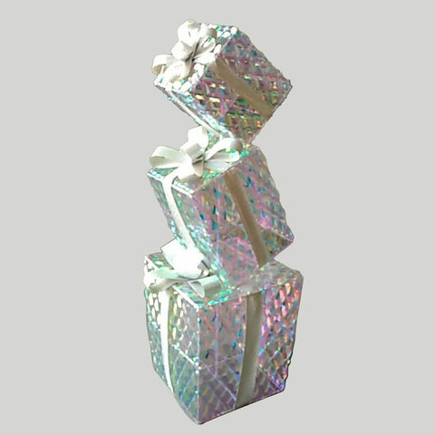 Christmas Pre-Lit Plastic Stacked Gift Boxes Décor