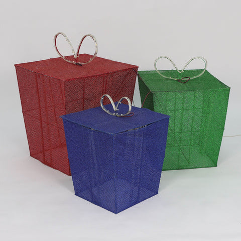 S/3 Pre-Lit Gift Boxes Décor