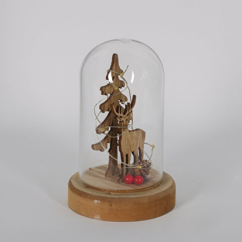 Christmas Glass Dome W/ Led Decor