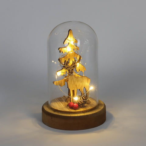 Christmas Glass Dome W/ Led Decor