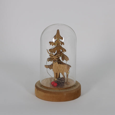 Christmas Glass Dome W/ Led Decor