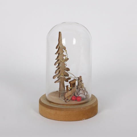 Christmas Glass Dome W/ Led Decor