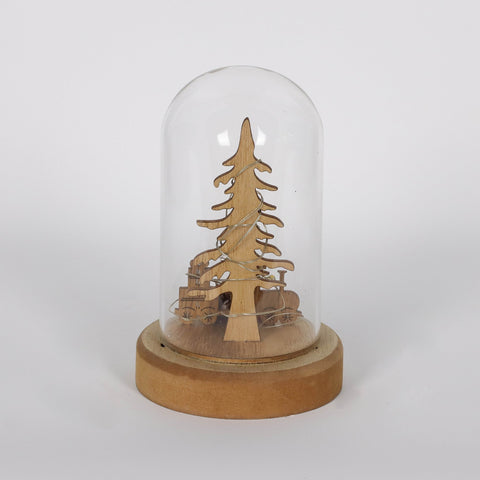 Christmas Glass Dome W/ Led Decor