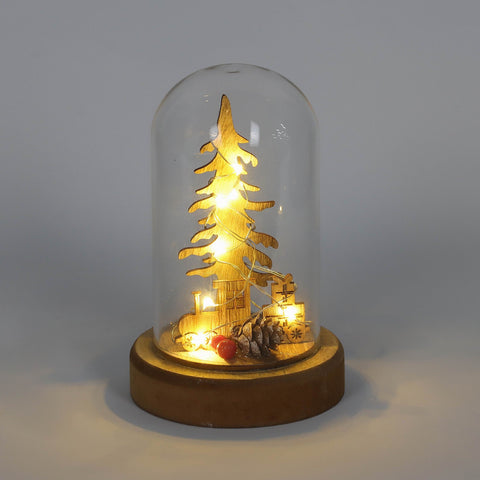Christmas Glass Dome W/ Led Decor