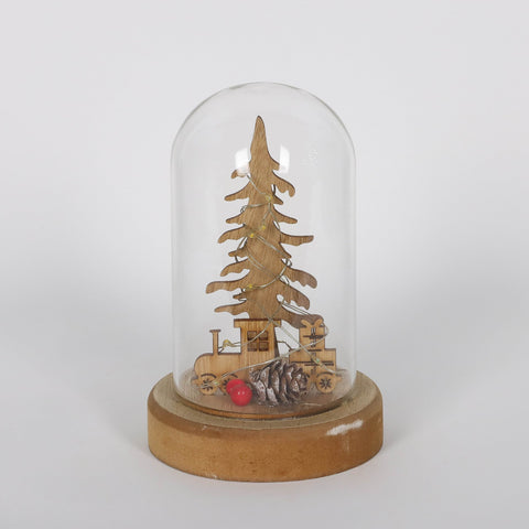 Christmas Glass Dome W/ Led Decor