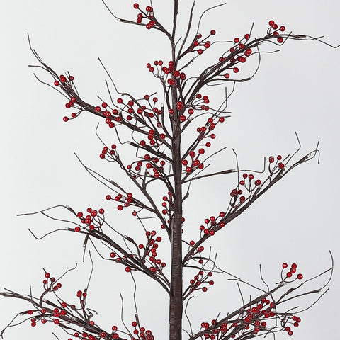 59'' Pre-Lit Christmas Berry Tree Decor with Warm White LED Lights – Indoor/ Outdoor Holiday Decor