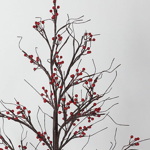 50'' Pre-Lit Christmas Berry Tree Decor with Warm White LED Lights – Indoor/ Outdoor Holiday Decor